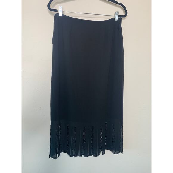 Metaphor Dresses & Skirts - Vintage Black Skirt Rhinestoned Hem Split Hem Sz Large Chiffon Wedding NYE